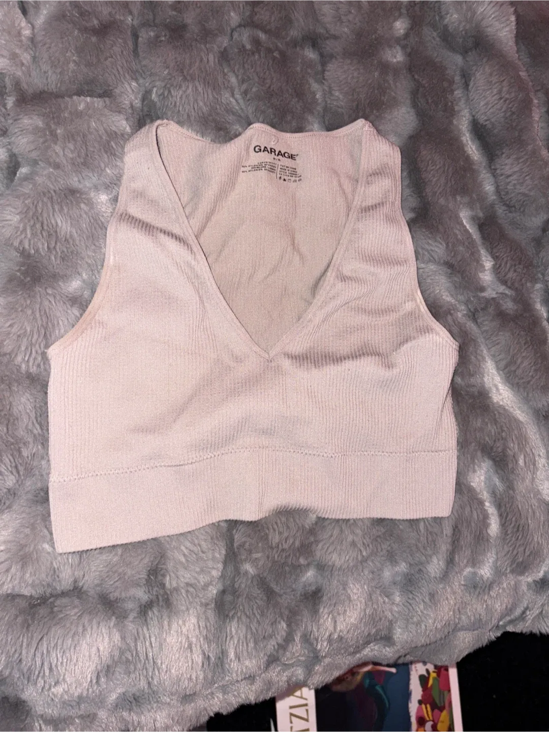 Garage Ribbed V-Neck Tank Top - Size P/S