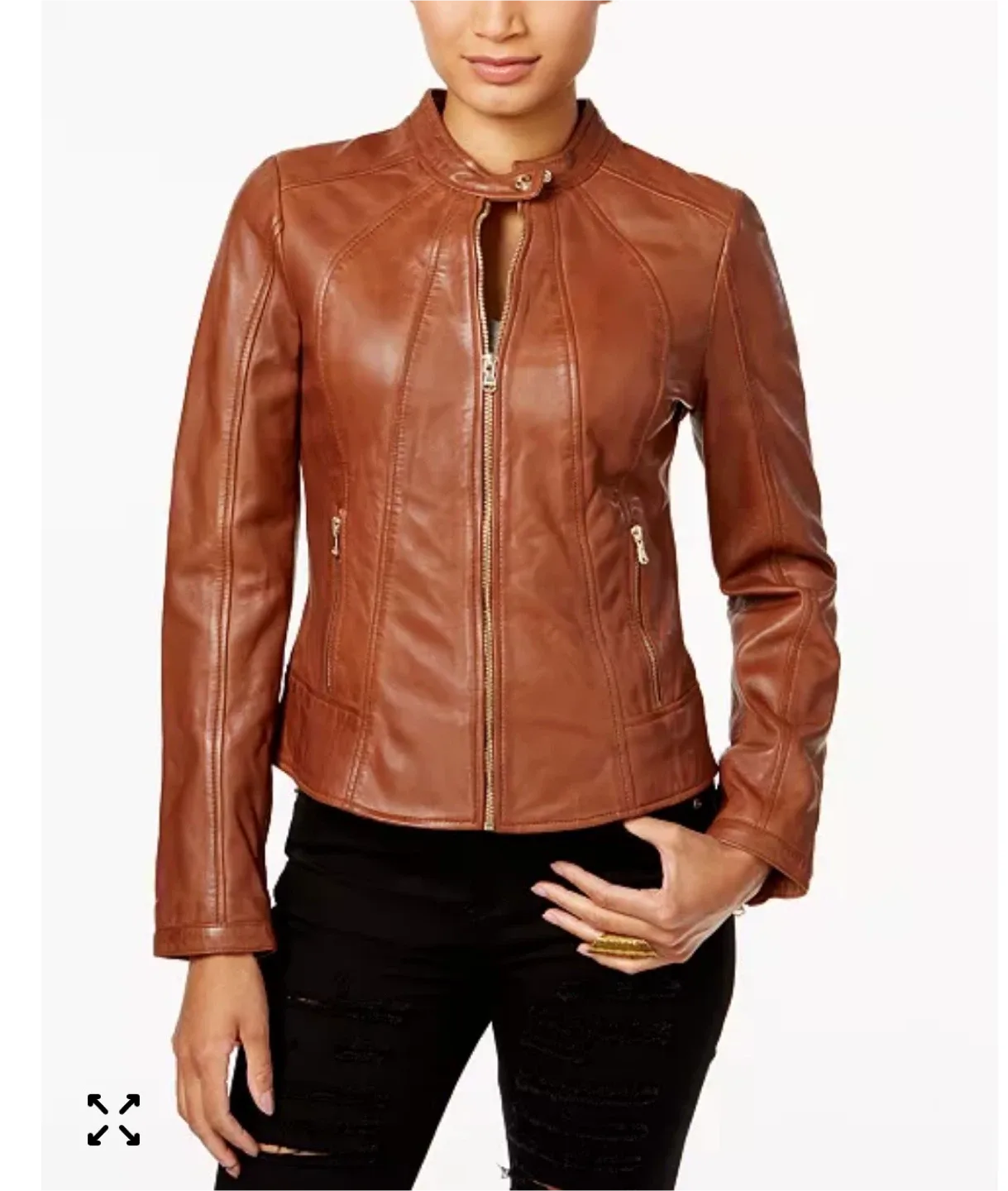 Guess Faux Leather Jacket in Brown S/M image indicator(4)