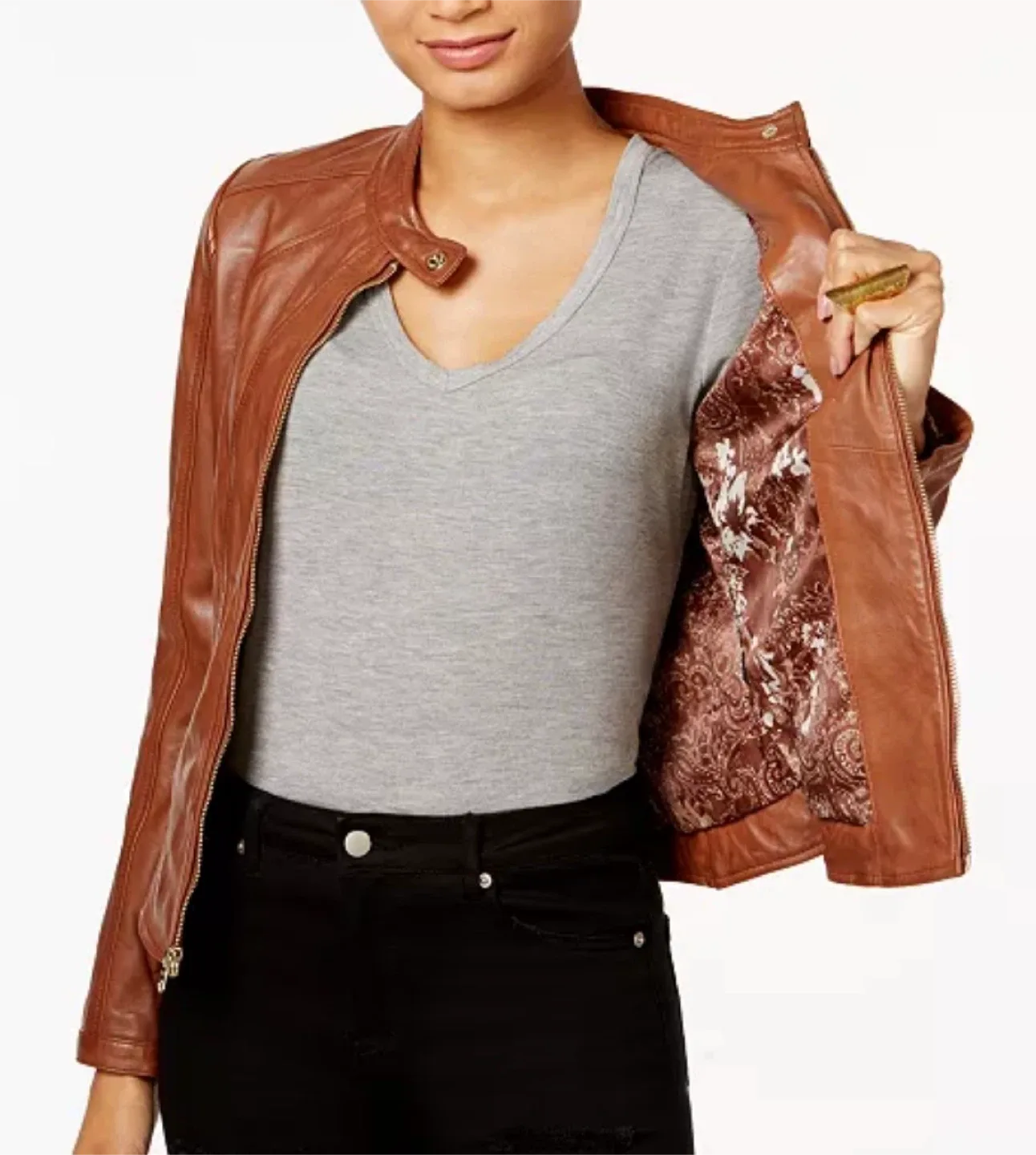 Guess Faux Leather Jacket in Brown S/M image indicator(2)