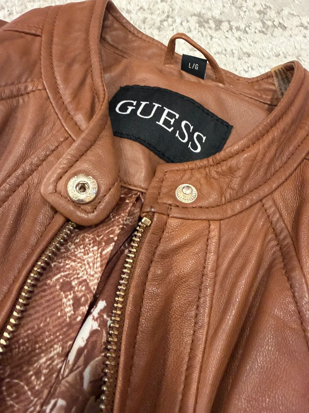 Guess Faux Leather Jacket in Brown S/M image indicator(6)