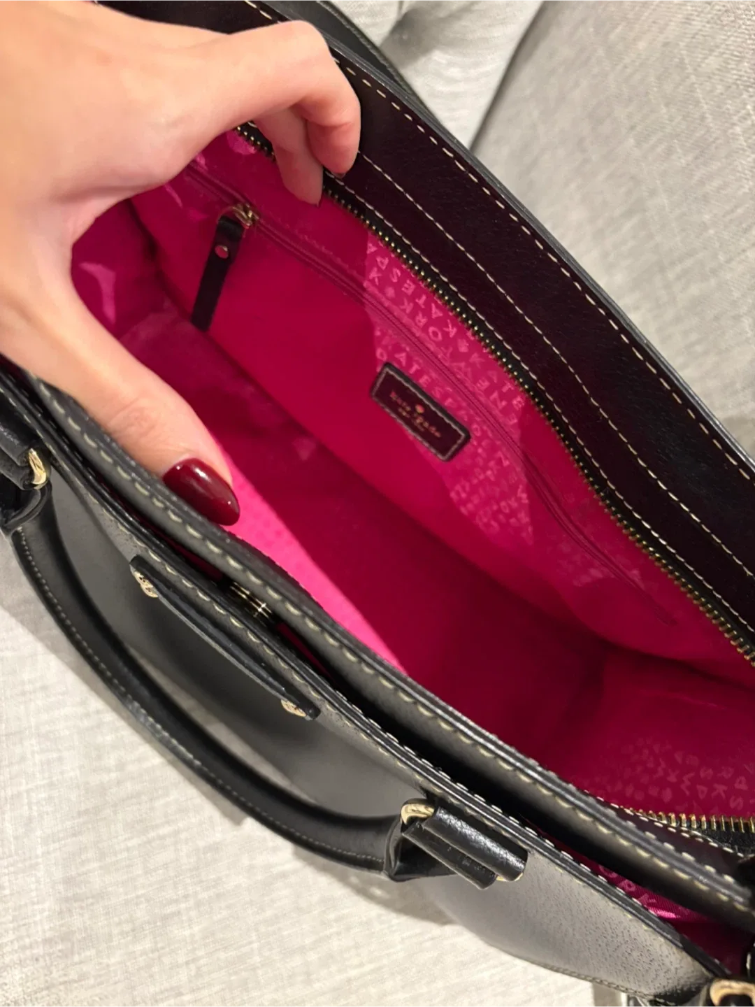 Kate Spade Black Leather Satchel image indicator(3)