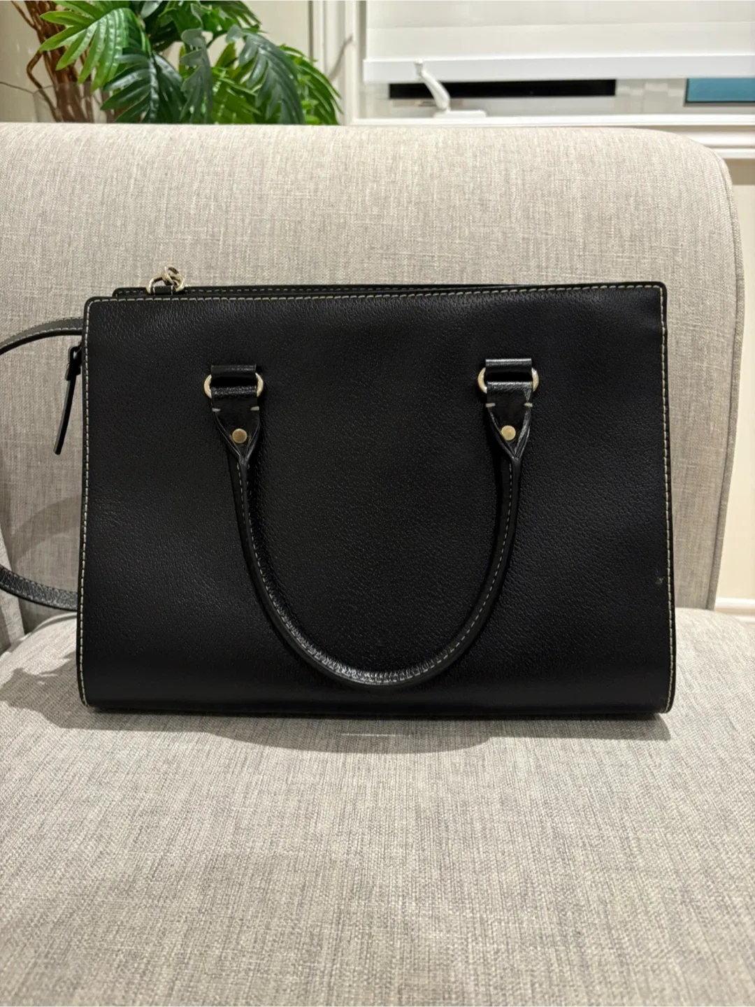 Kate Spade Black Leather Satchel image indicator(2)