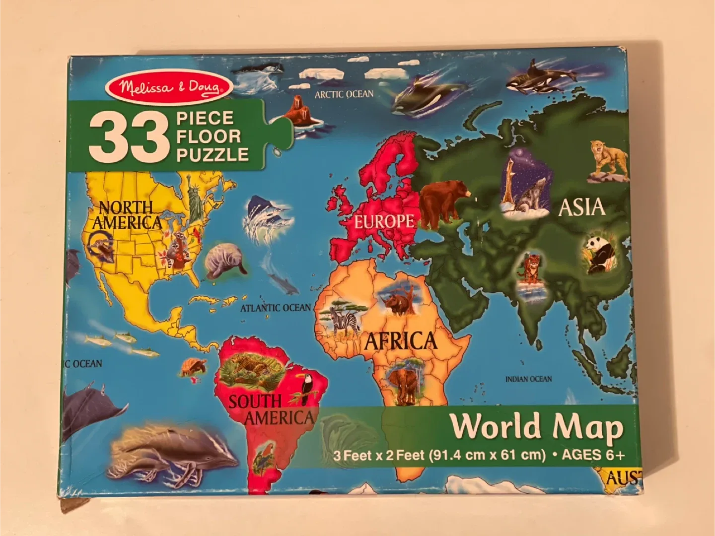 Melissa & Doug 33 Piece World Map Floor Puzzle