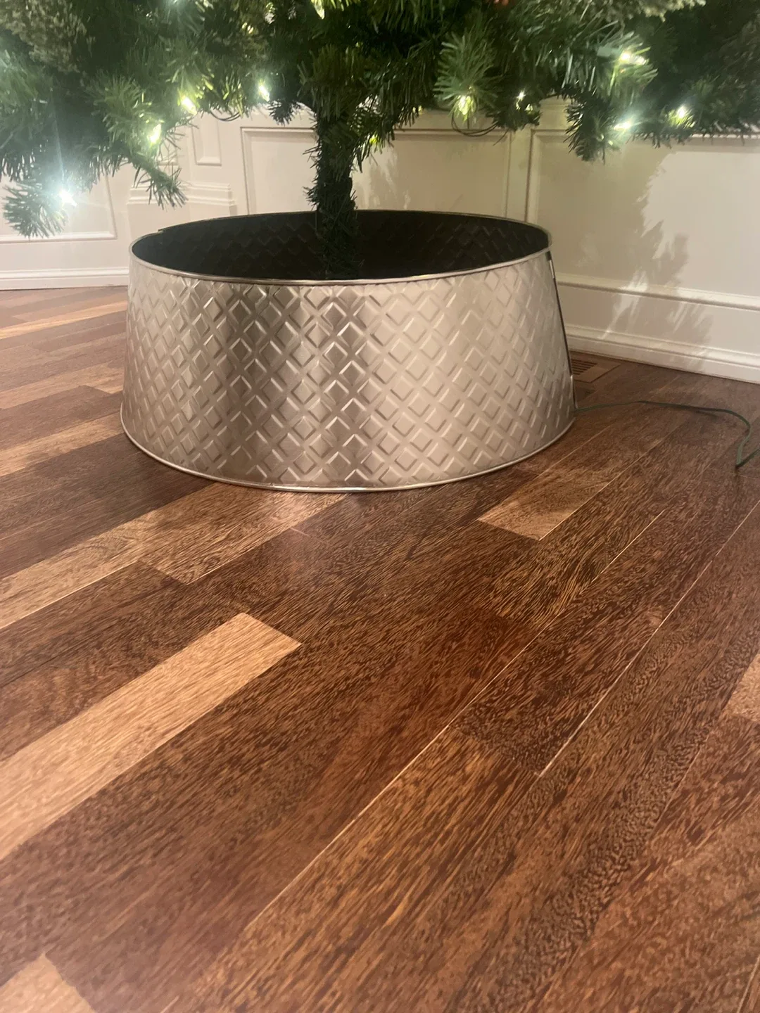 Silver Metal Christmas Tree Collar. Christmas tree metal skirt