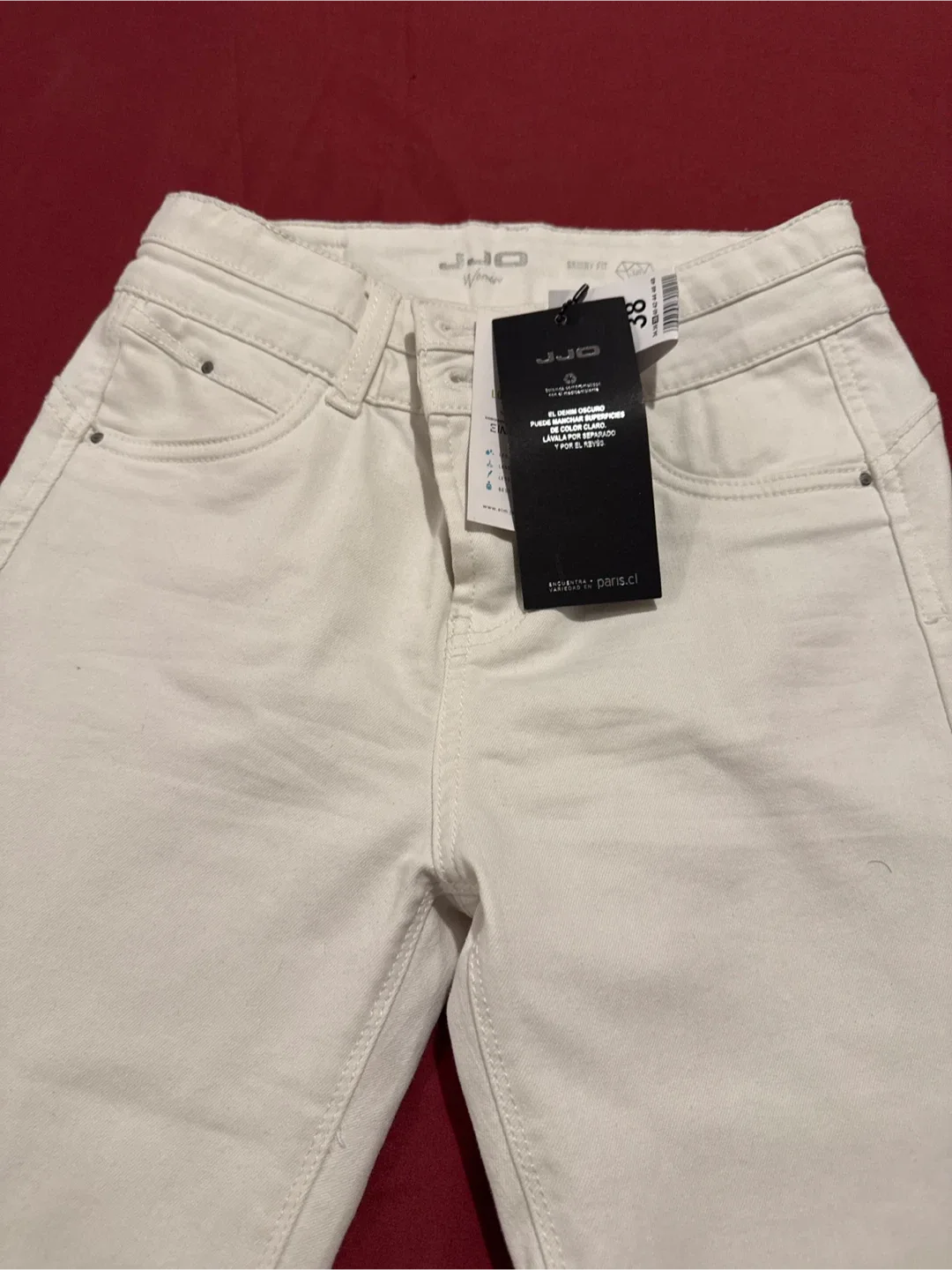 New JJO Paris Women's White Denim Jeans - Size 38 image indicator(3)