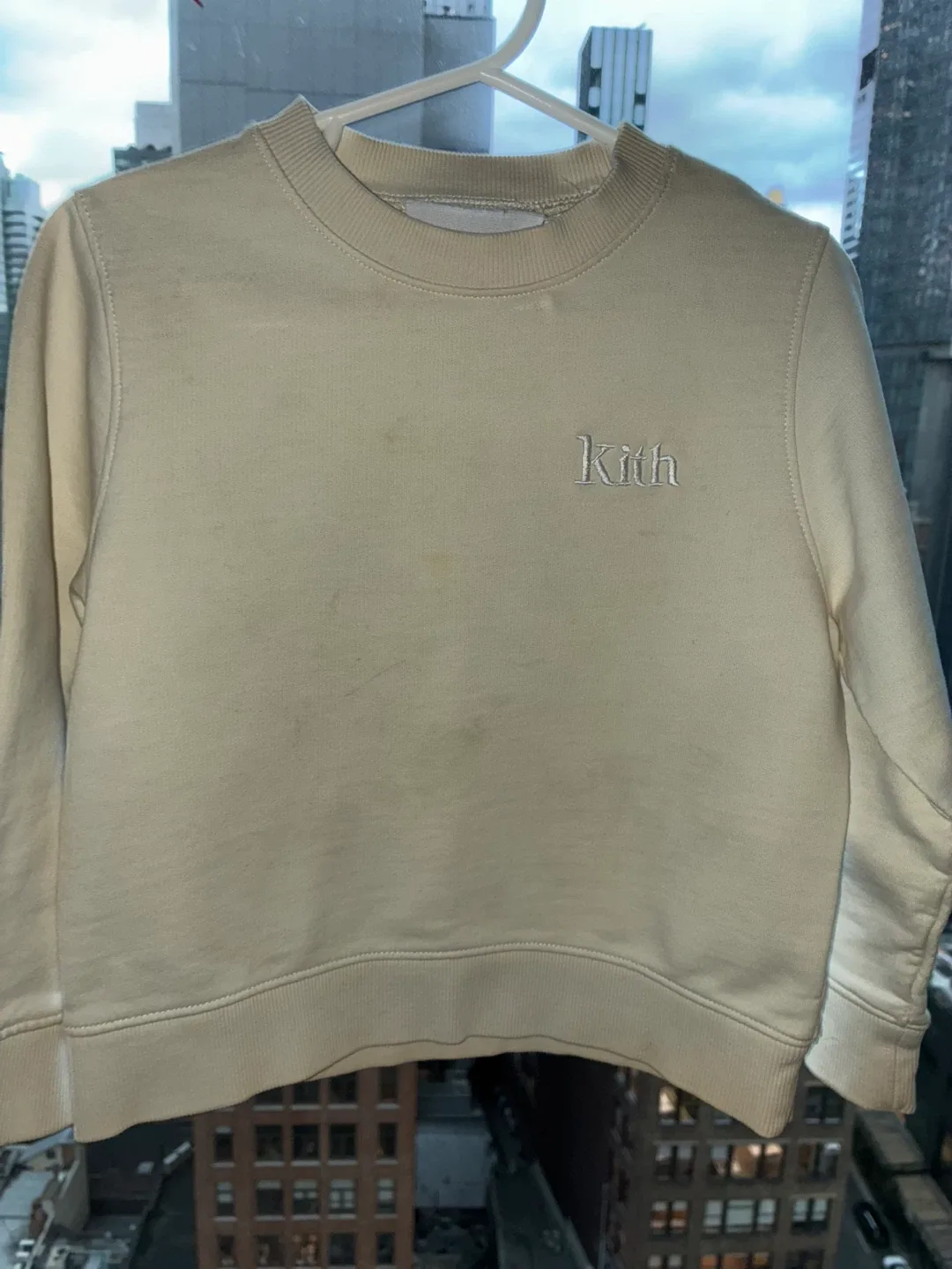 Kith Kids Cream Beige Sweatshirt Size 3 White logo