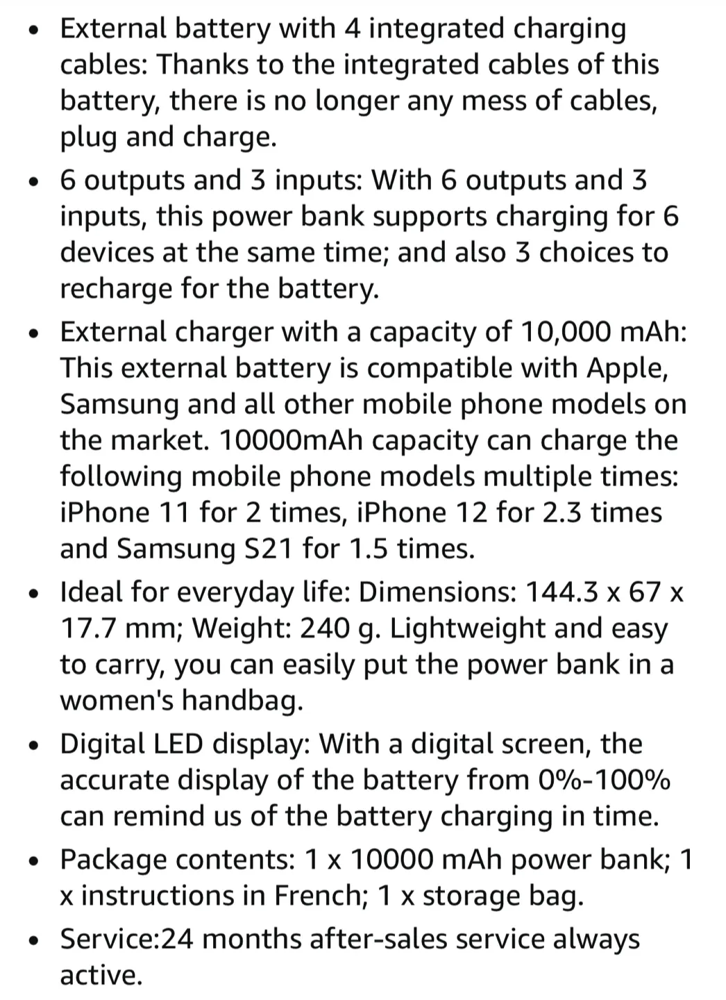 Charmast Power Bank with Built in Cables, 10000mAh USB - Black image indicator(6)