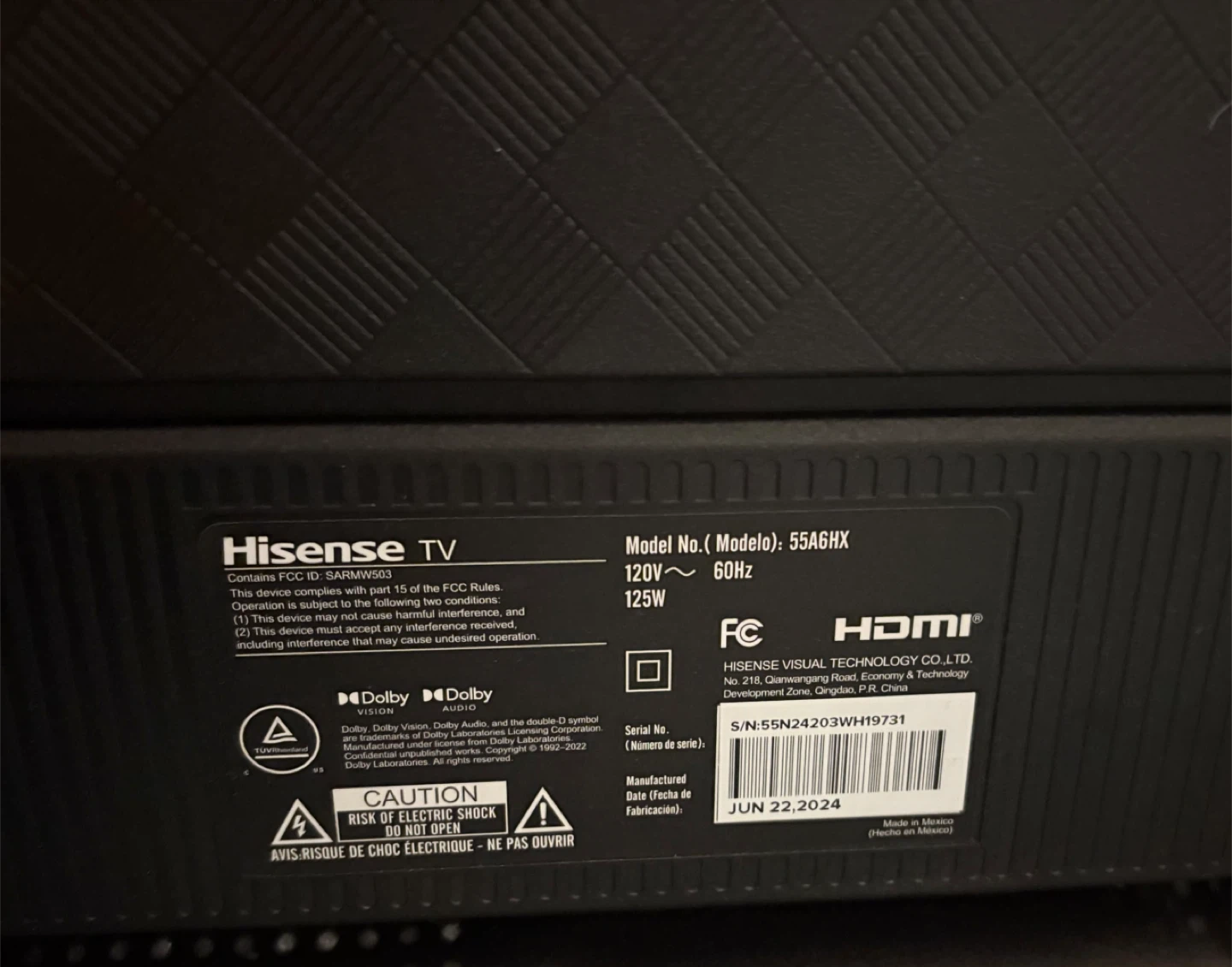 Hisense 55" 4K UHD Smart TV - Model 55A6HX - photo 5