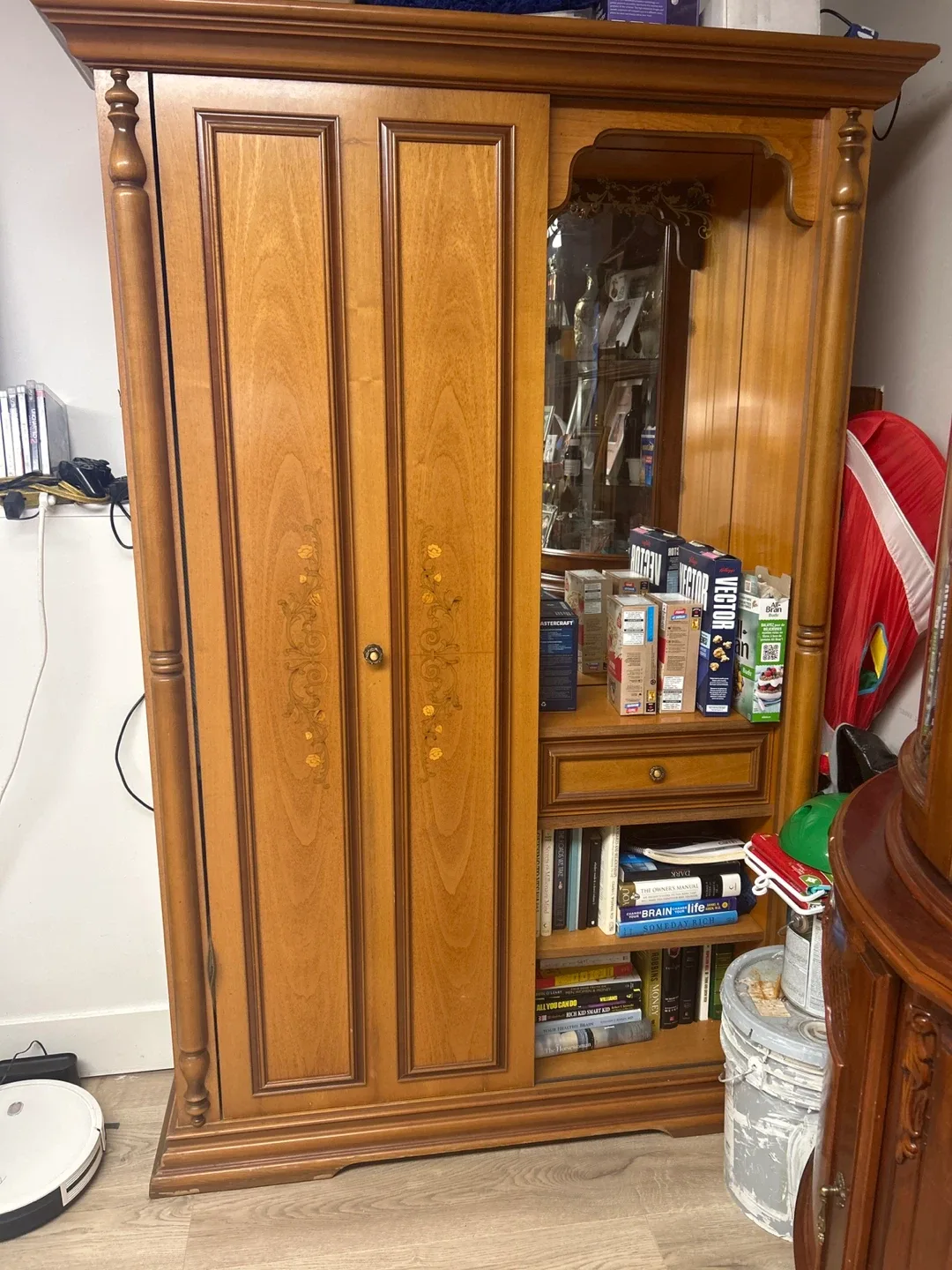 Wooden Armoire with Glass Display