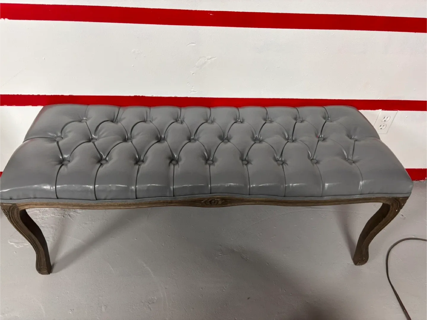 Tufted Gray Bench
