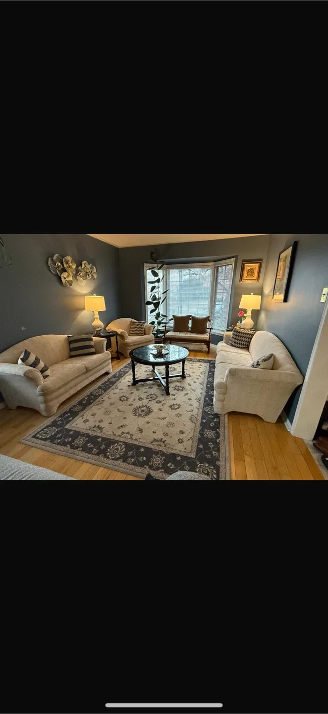 Cream Sofa Set (3-seater, Loveseat, Armchair)