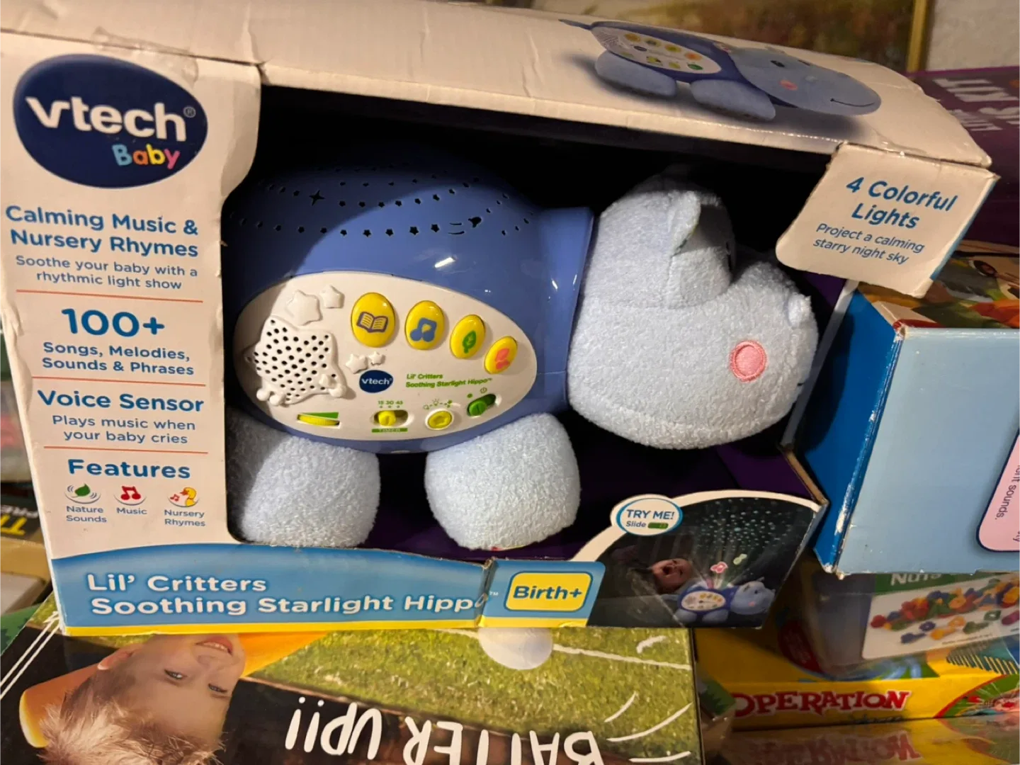 VTech Lil' Critters Soothing Starlight Hippo - Blue
