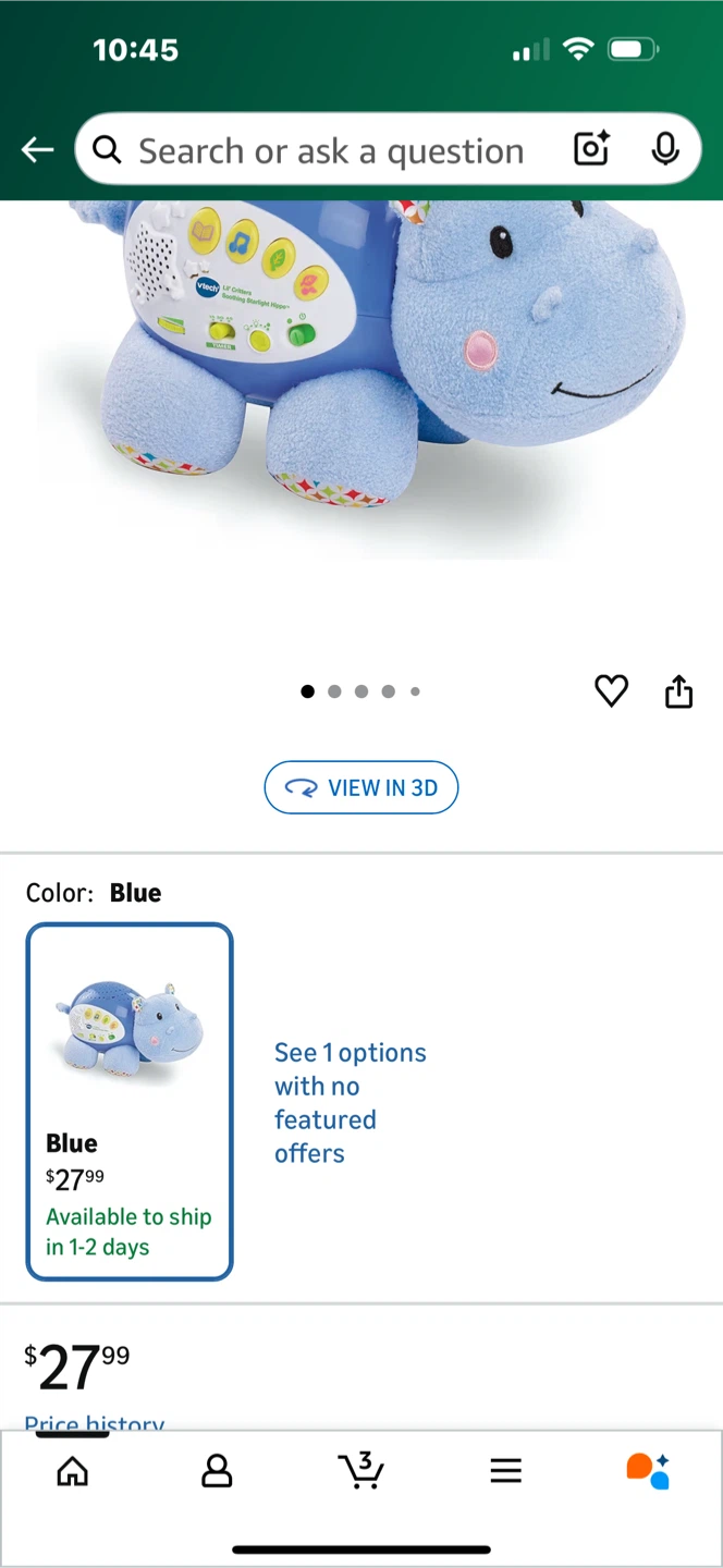 VTech Lil' Critters Soothing Starlight Hippo - Blue - photo 3