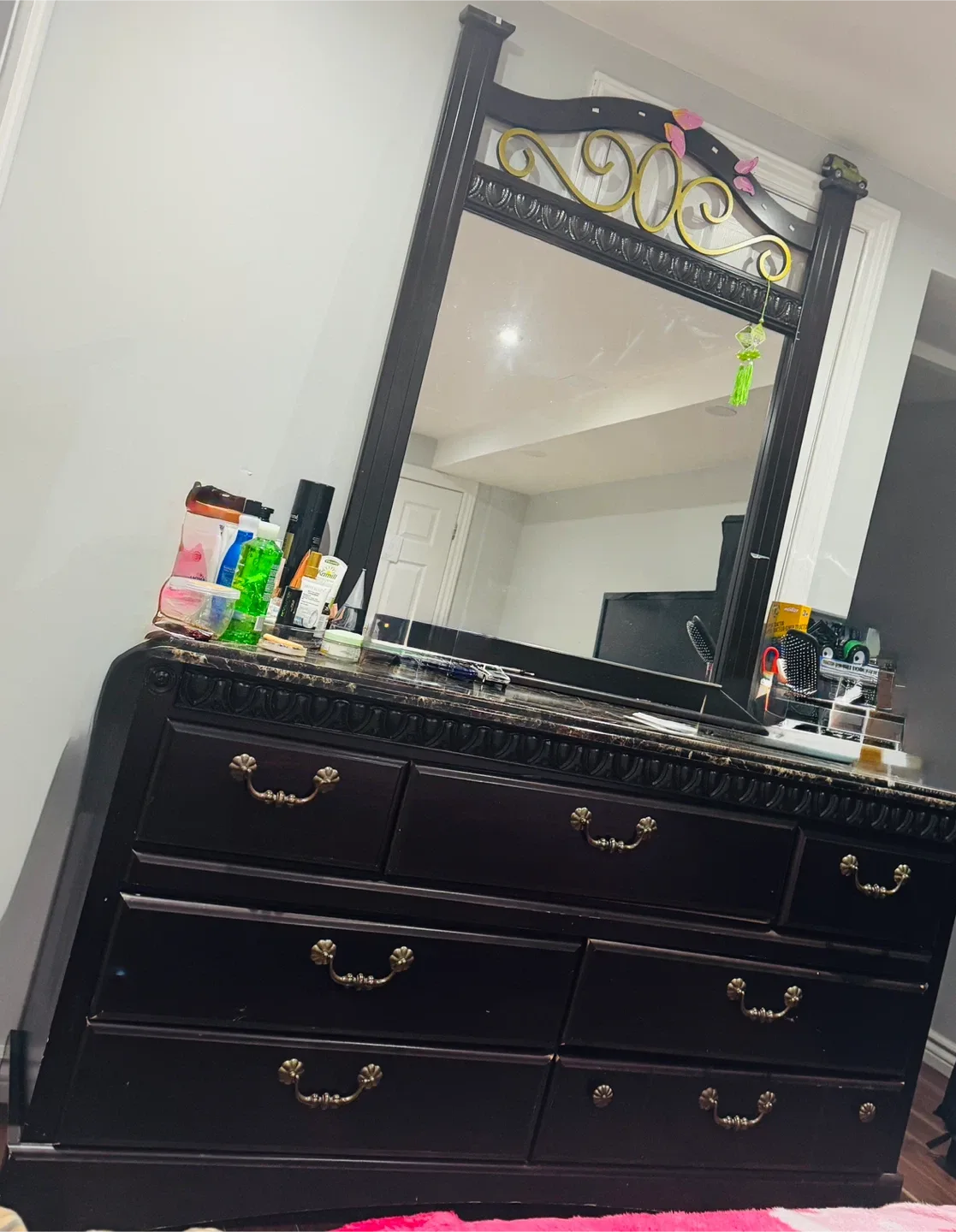 Dark Brown Dresser with Mirror