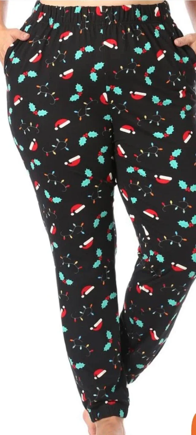Christmas Holiday Fleece lined Jogger Style Pants