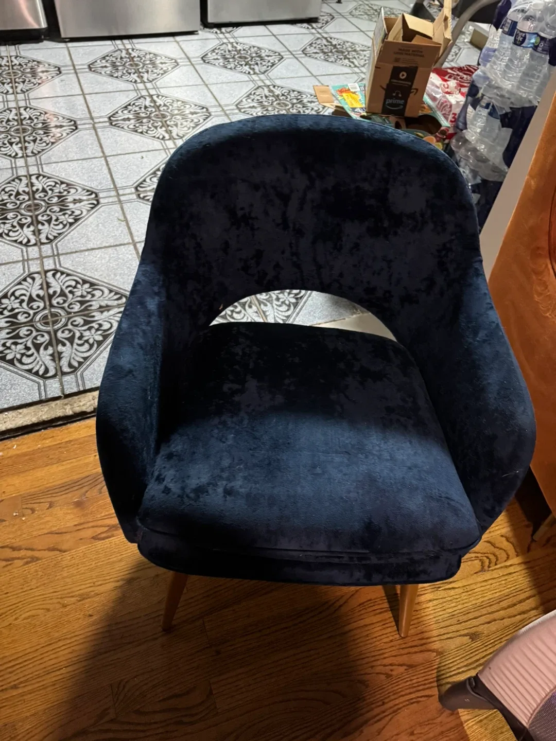 Navy Blue Velvet Chair