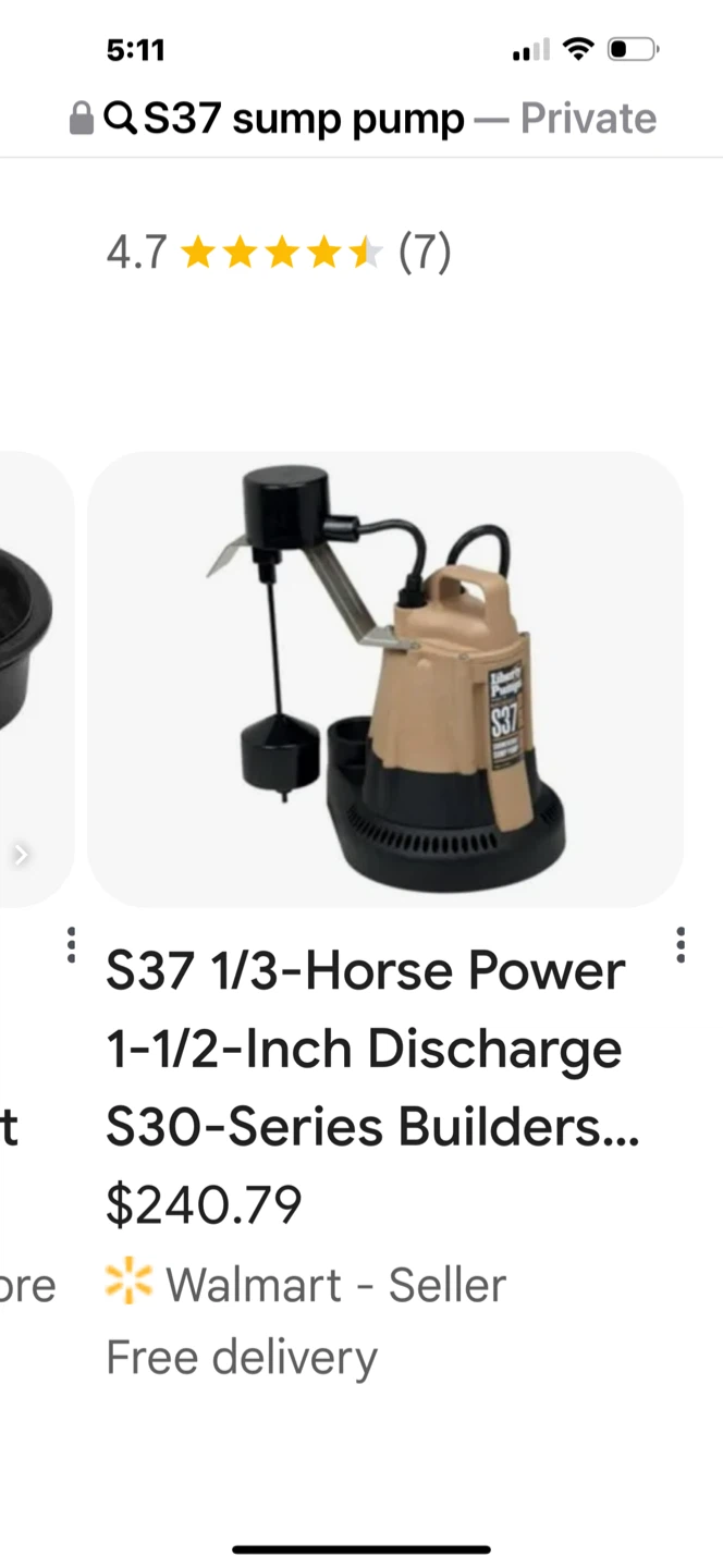 Liberty Pumps S37 1/3 HP Submersible Sump Pump
