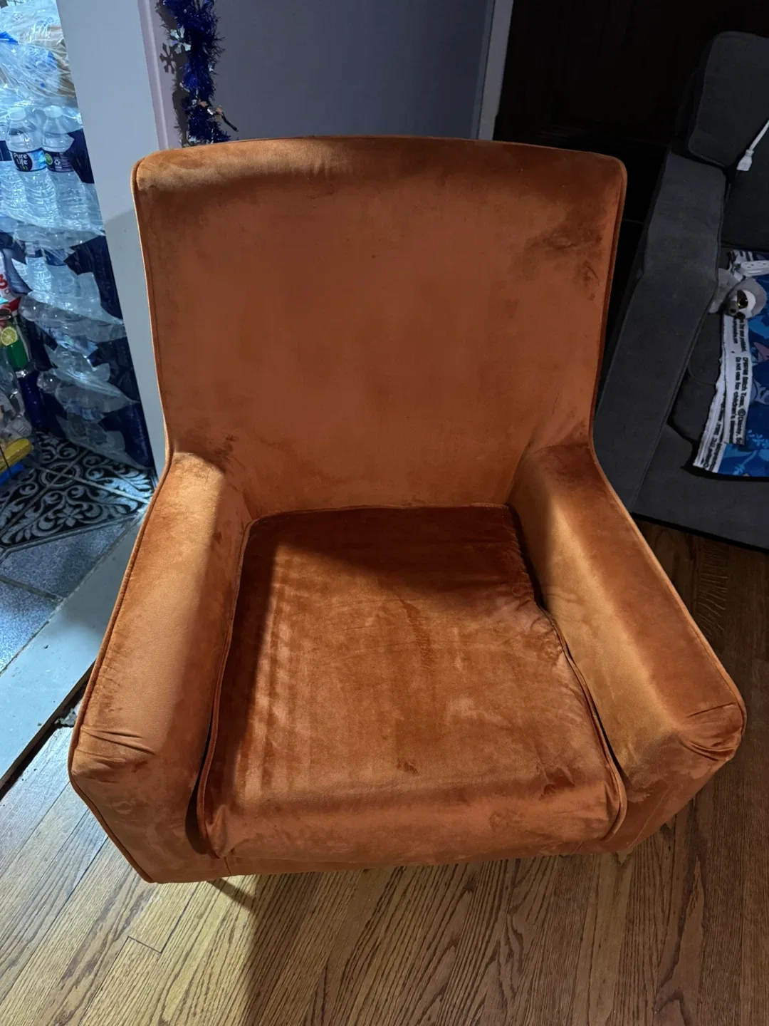 Orange Velvet Armchair
