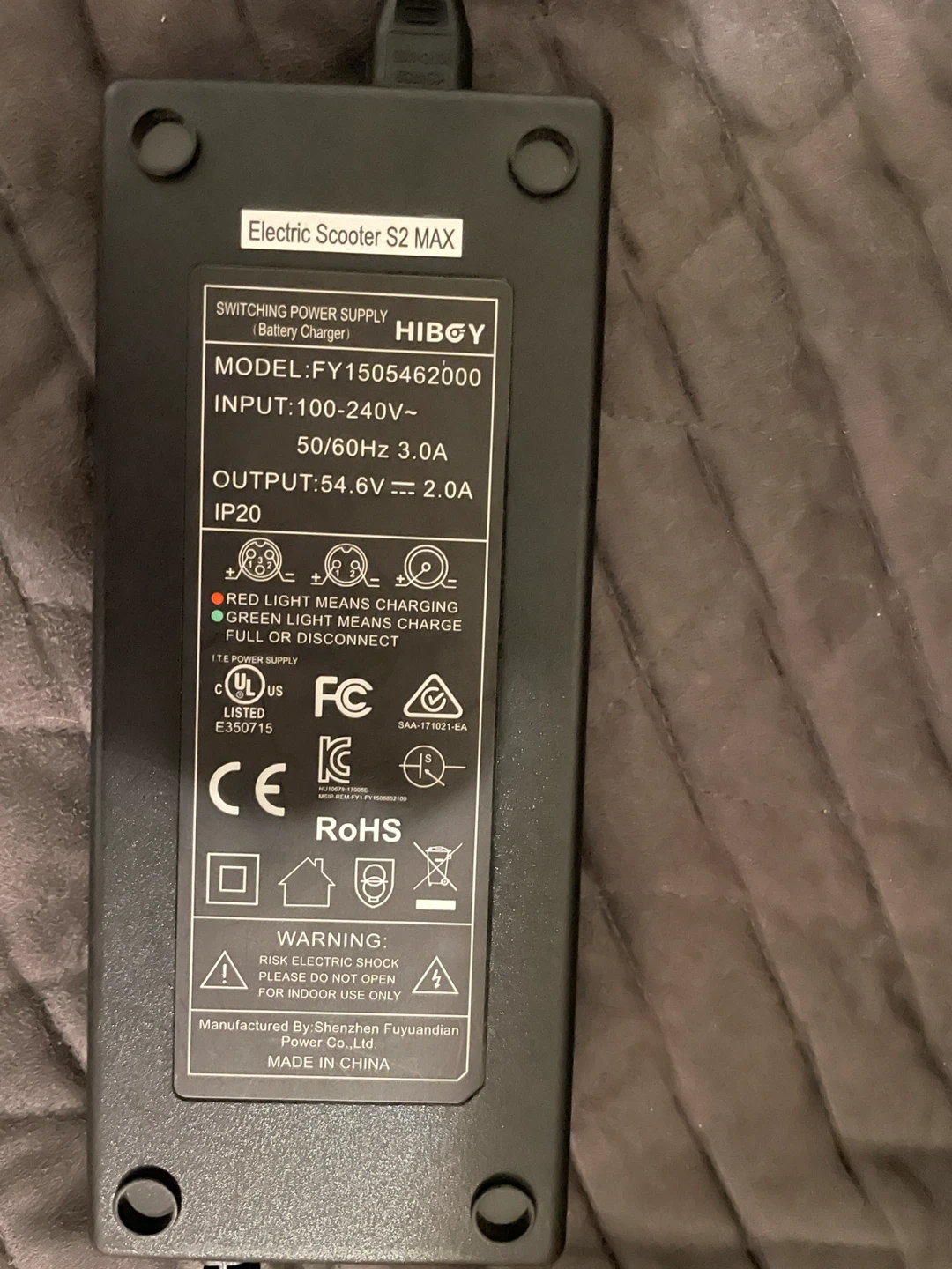 Hiboy Electric Scooter S2 MAX Charger