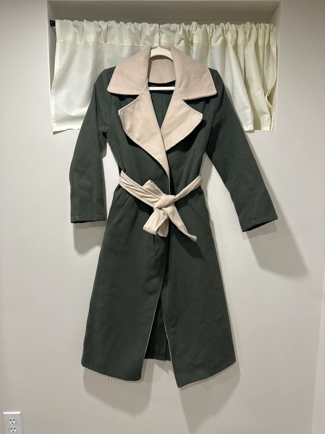 Olive Green Trench Coat with Belt
