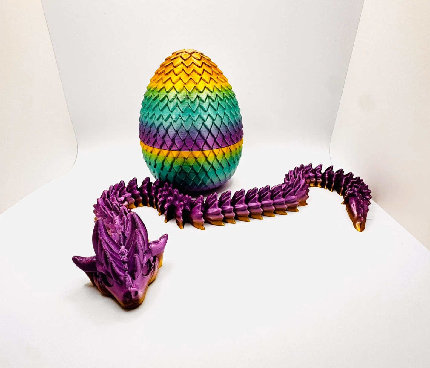 3D printed Rainbow Dragon Egg with Articulated Dragon - photo 5