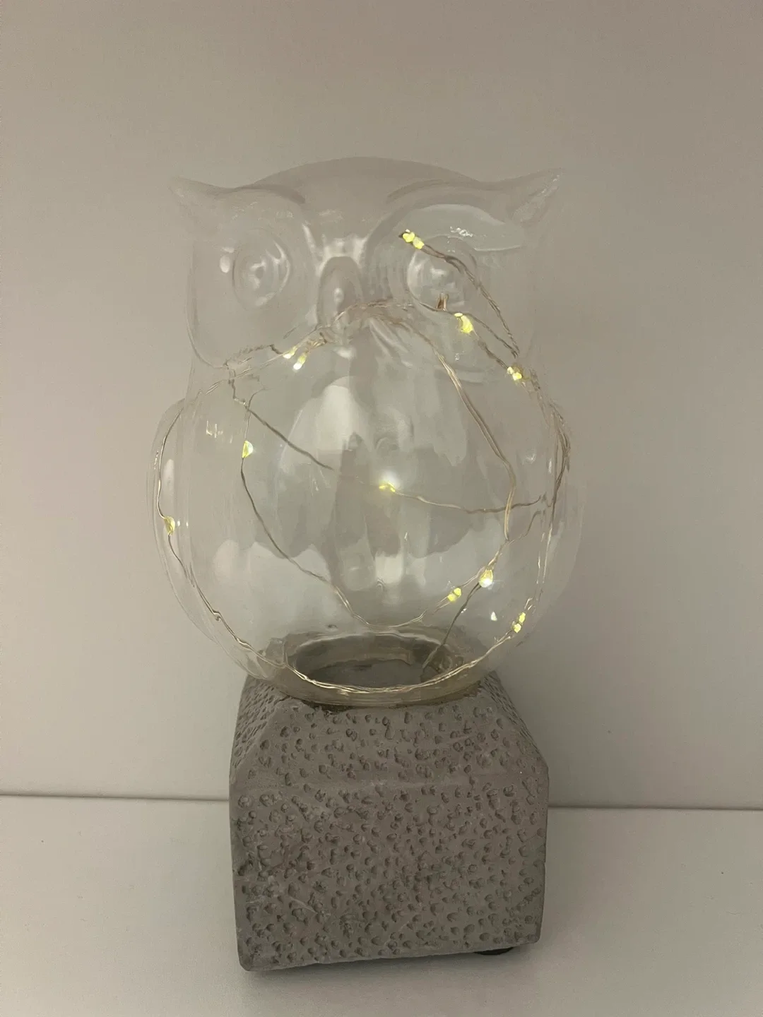 Owl Glass Table Lamp with Concrete Base