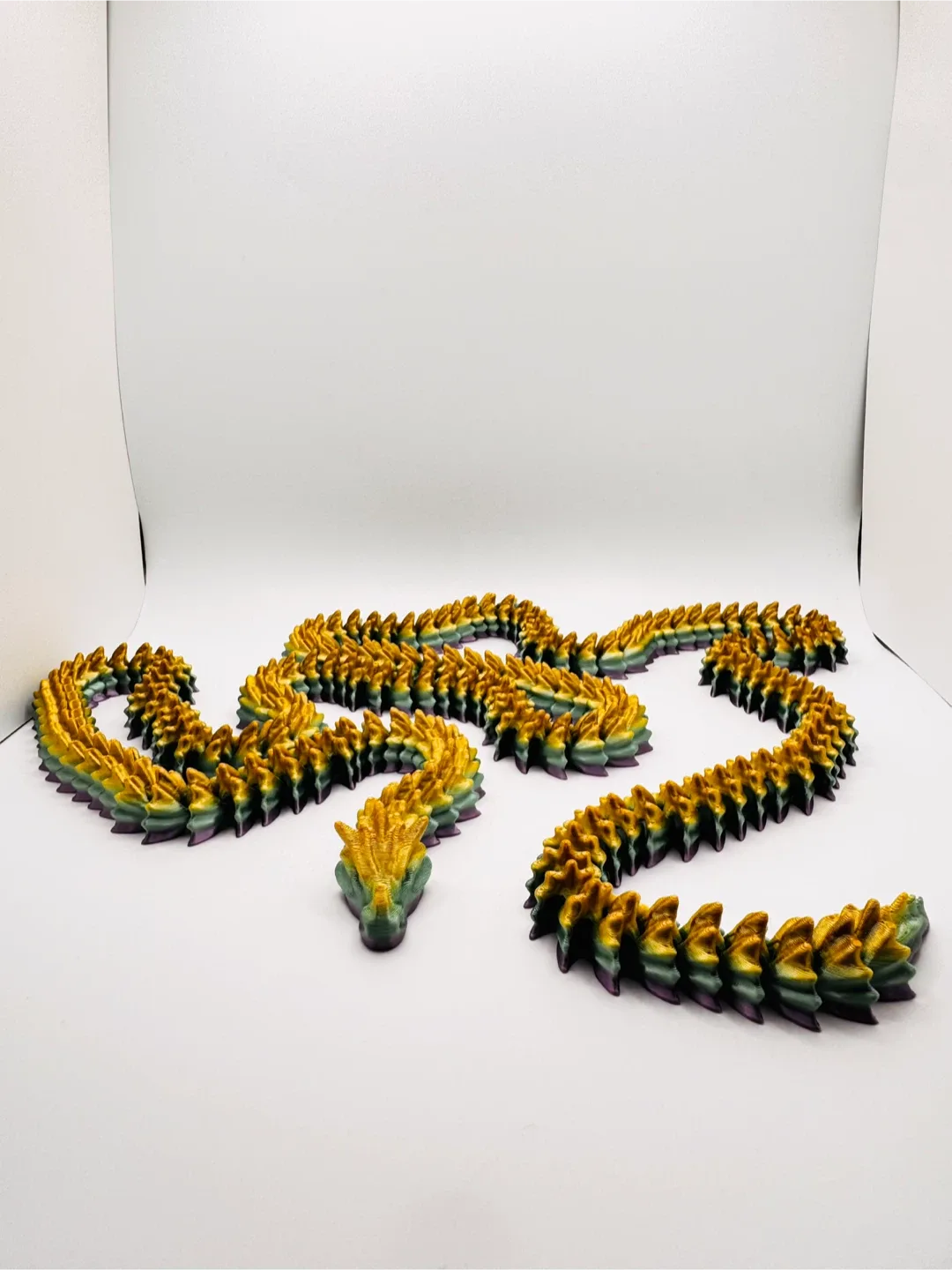 3D Printed Articulating Crystal Dragon 53” long