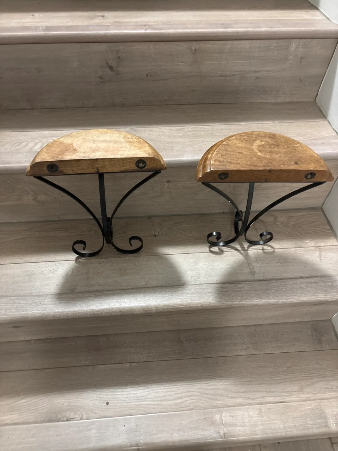 Set of 2 Wooden Half-Moon Wall Shelves image indicator(7)