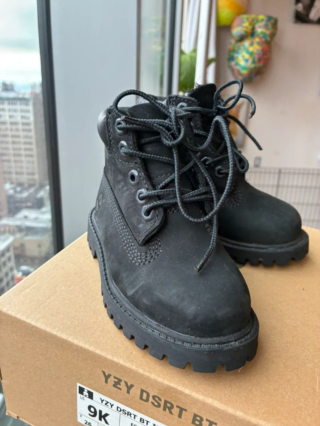 Kids Timberland Black Construction Boots - Size 9K