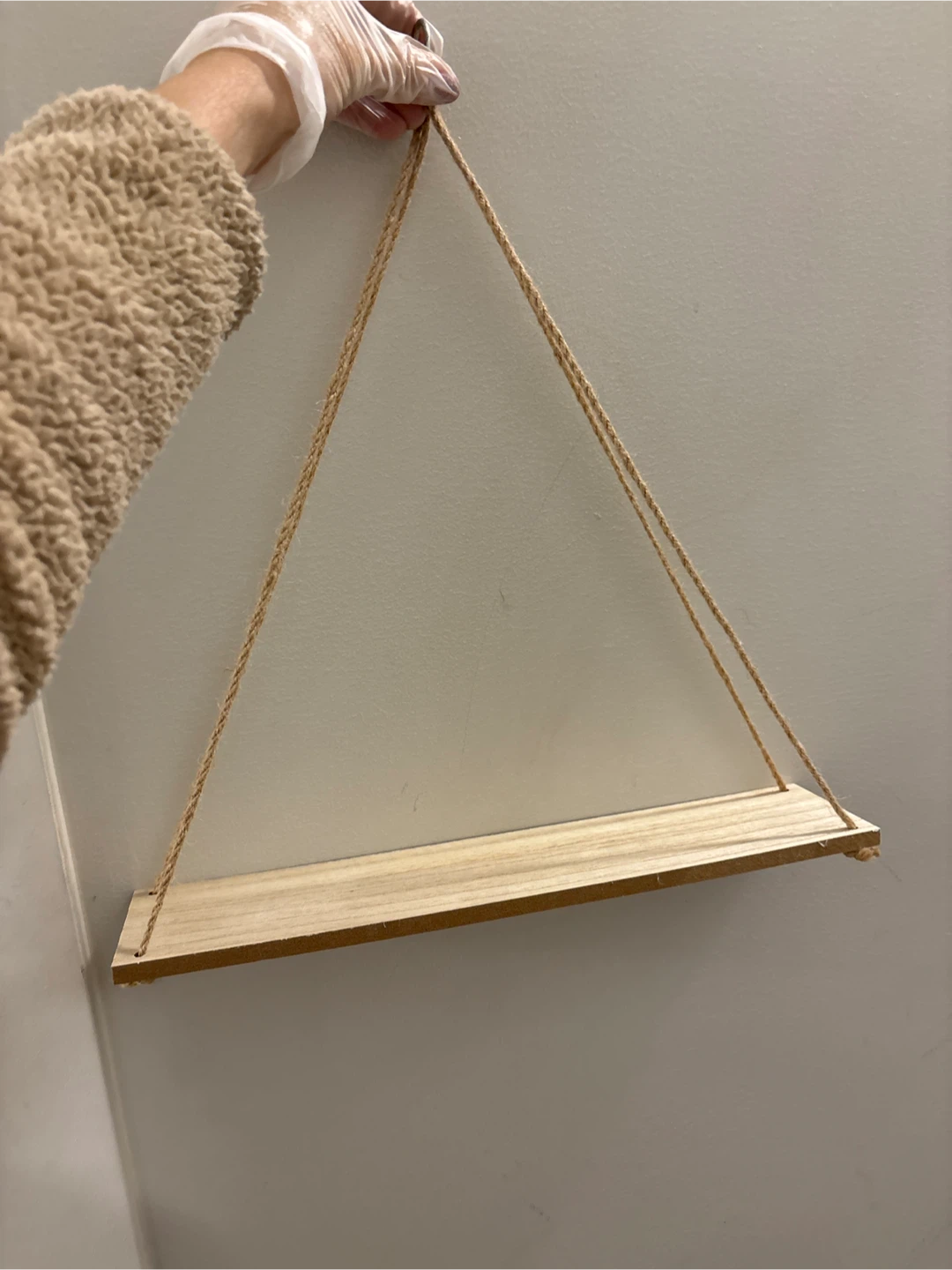 Three Hanging Wooden Shelves 16x3.75 inches - photo 3