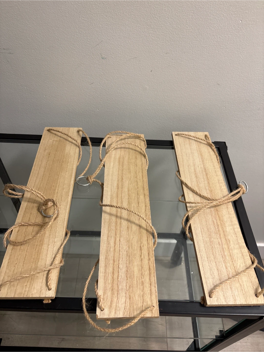Three Hanging Wooden Shelves 16x3.75 inches - photo 5