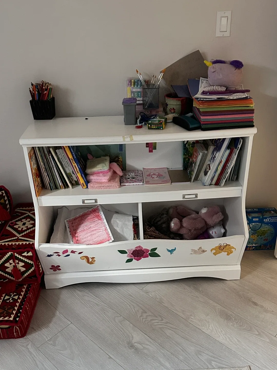 Kids White Toy Storage Shelf