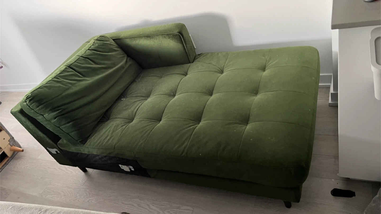Green Velvet Chaise Lounge - photo 2