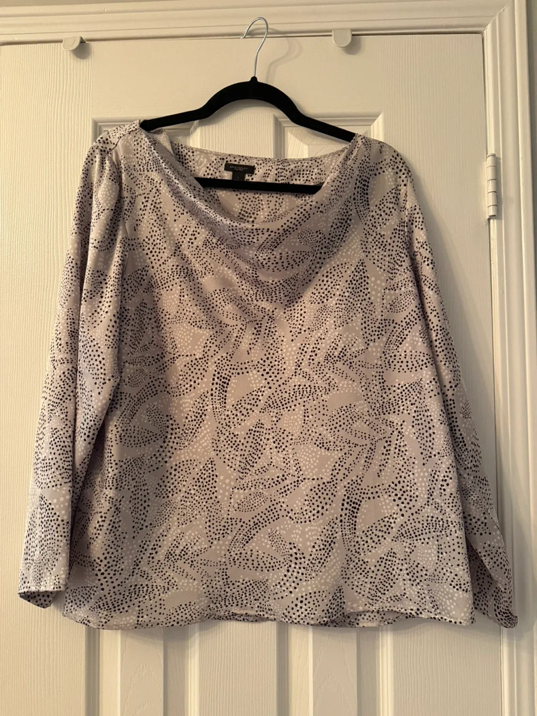 Talbots Beige/Black Patterned Blouse