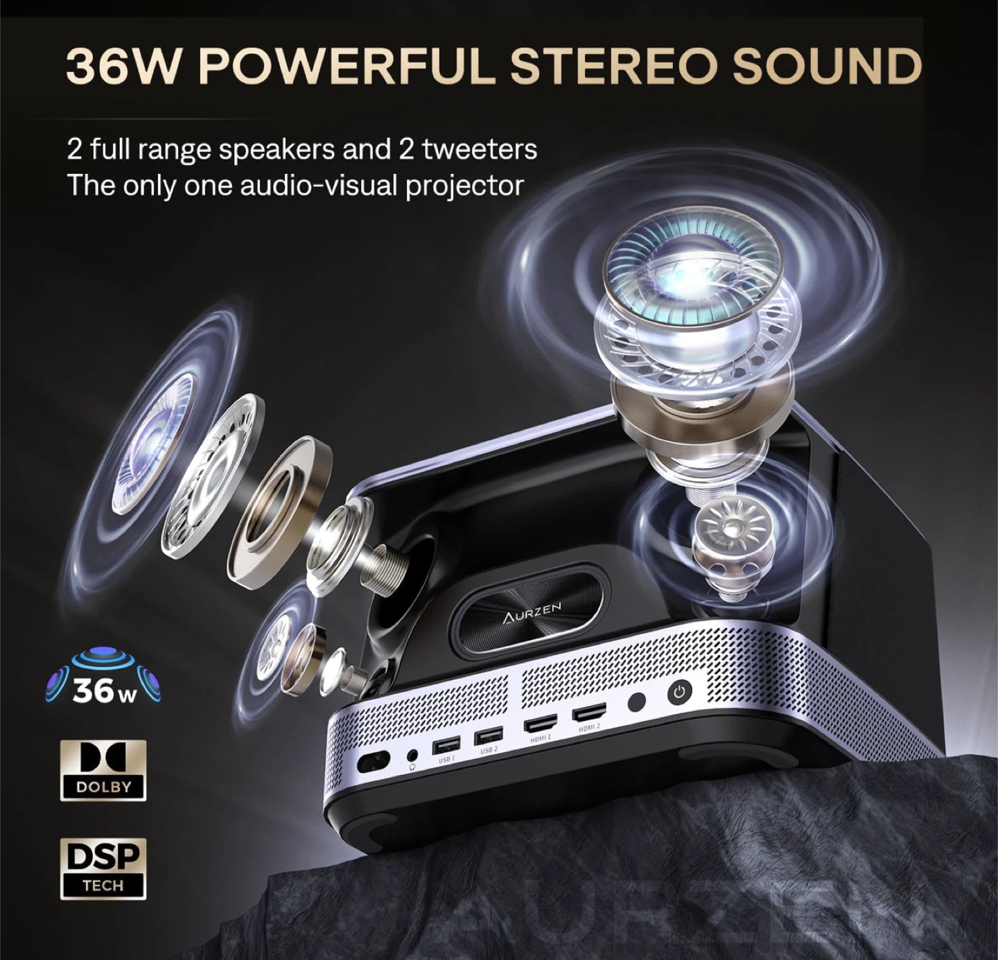 Aurzen Projector - 1080P Native, 4K Supported - photo 2