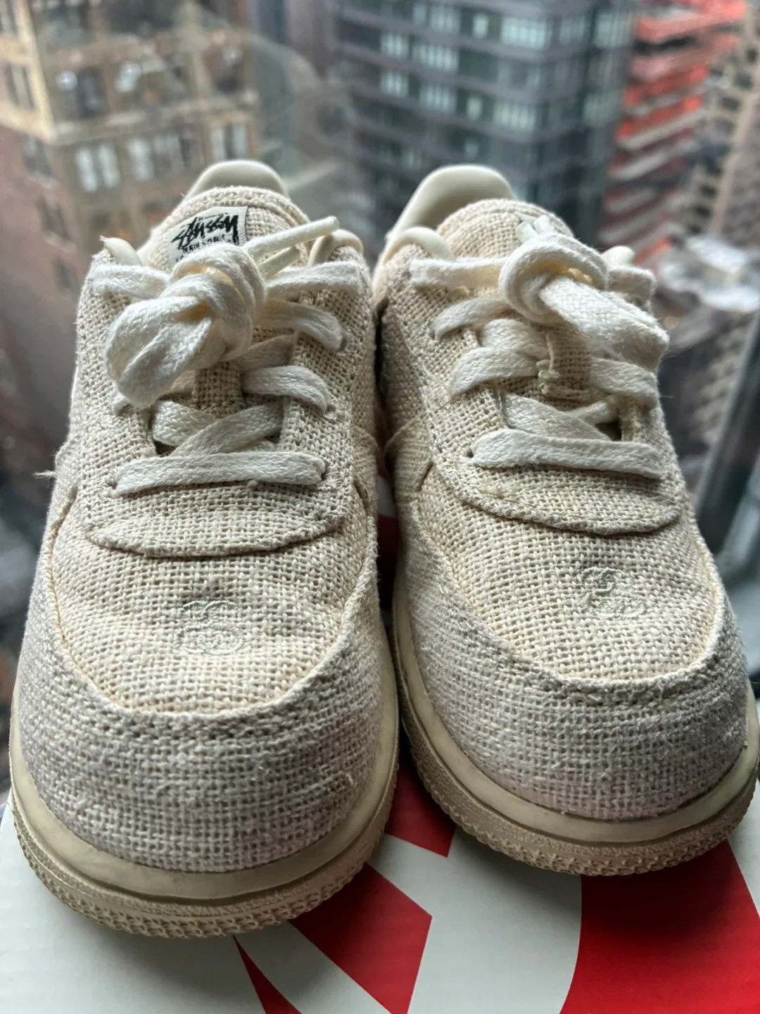 KiDS Nike x Stussy Air Force 1 Textured, Fossil Stone color way image indicator(4)