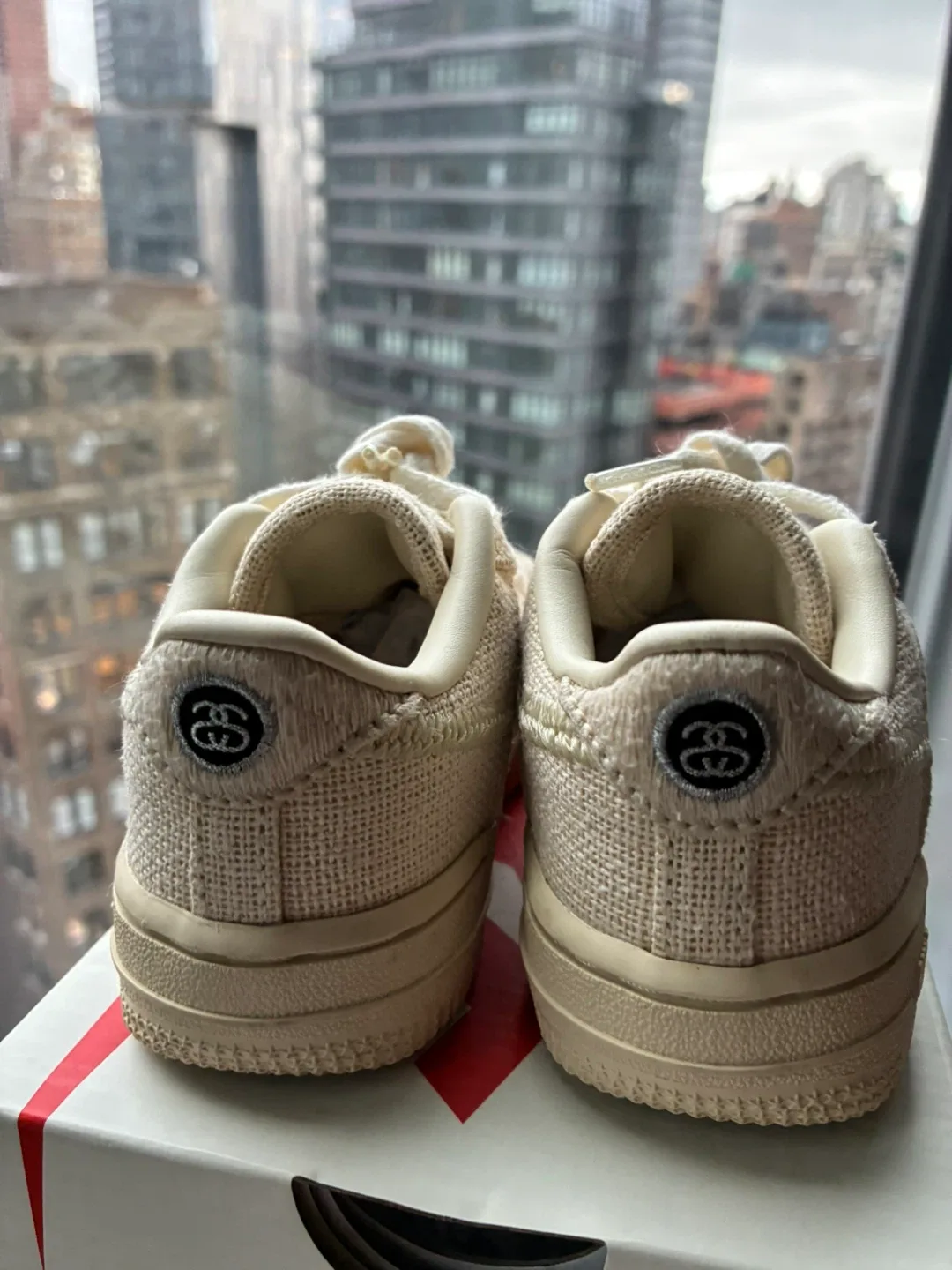 KiDS Nike x Stussy Air Force 1 Textured, Fossil Stone color way image indicator(2)