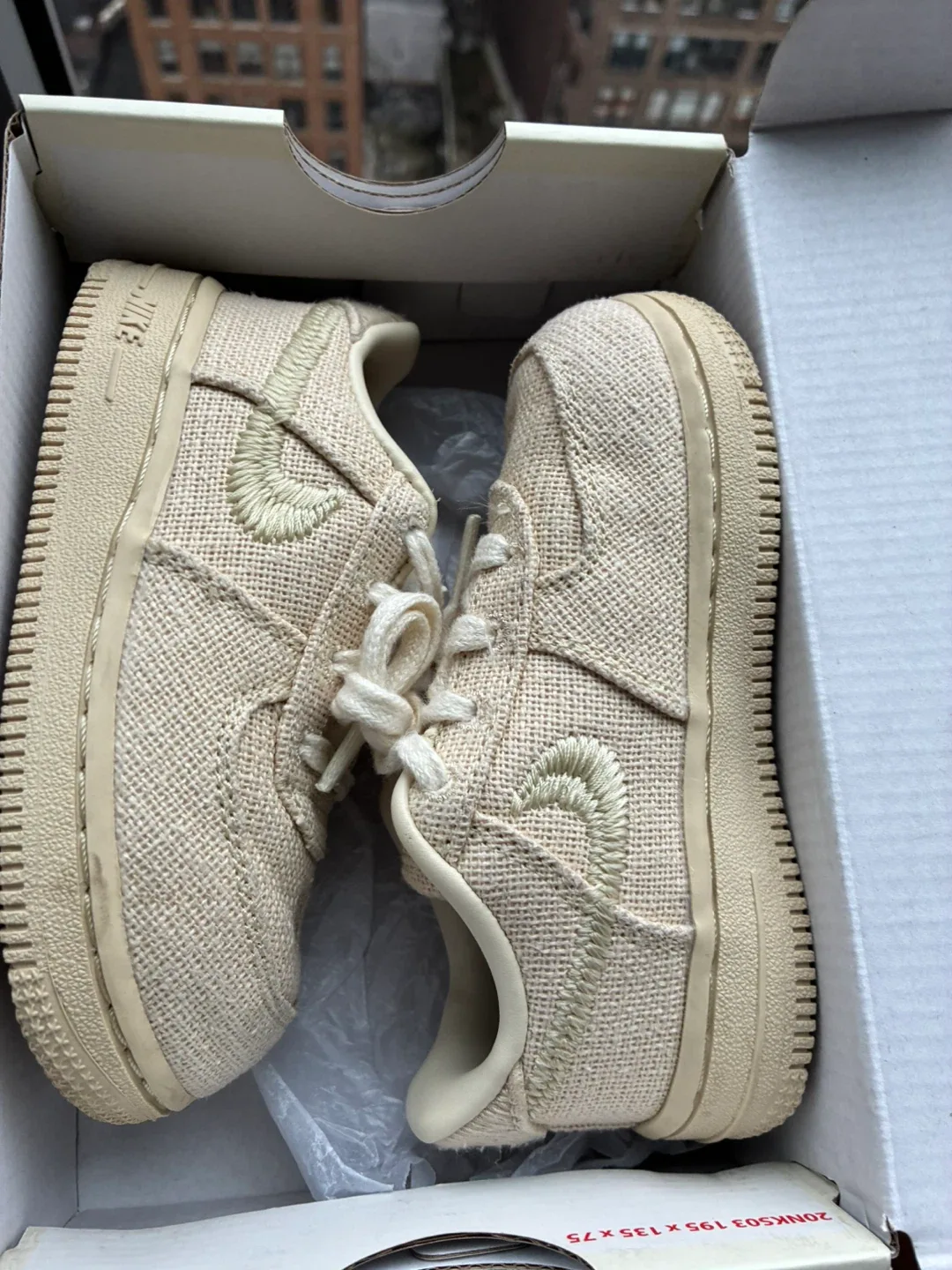 KiDS Nike x Stussy Air Force 1 Textured, Fossil Stone color way image indicator(7)
