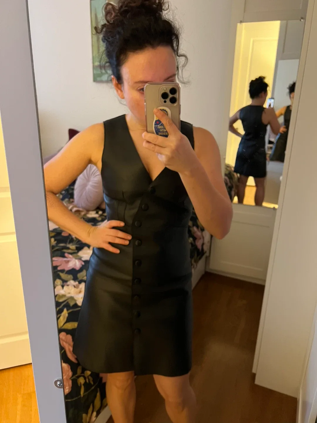 MNG Black Genuine Leather Dress - Size XS