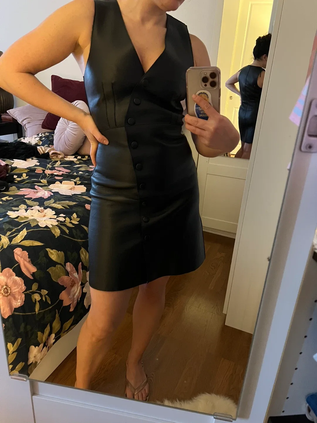 MNG Black Genuine Leather Dress - Size XS image indicator(2)