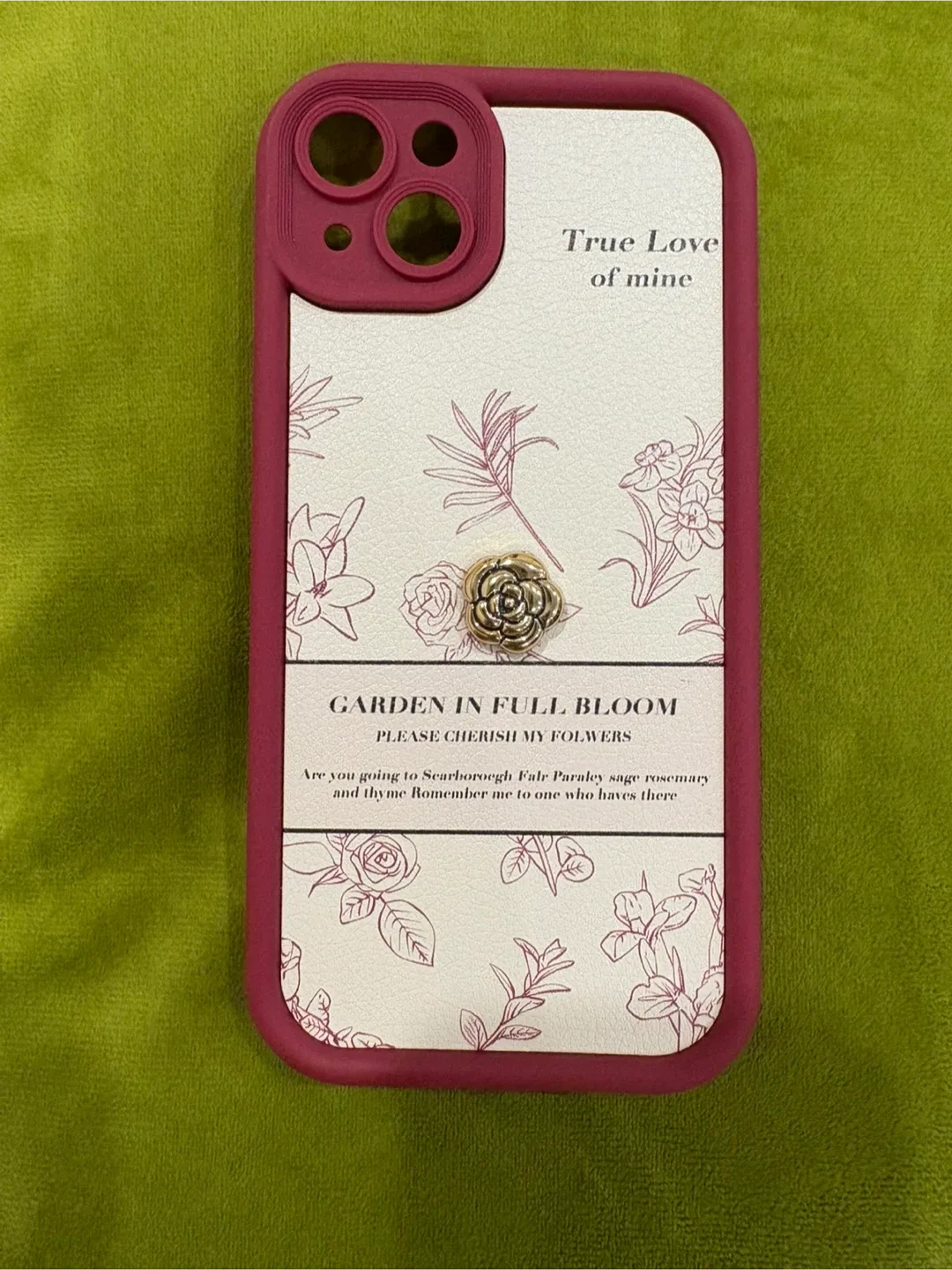 leather texture iPhone 14 plus case- Rose Design