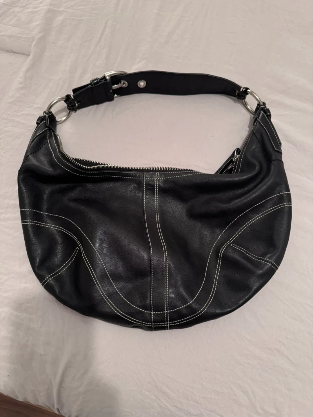 Coach Black Leather Hobo Bag