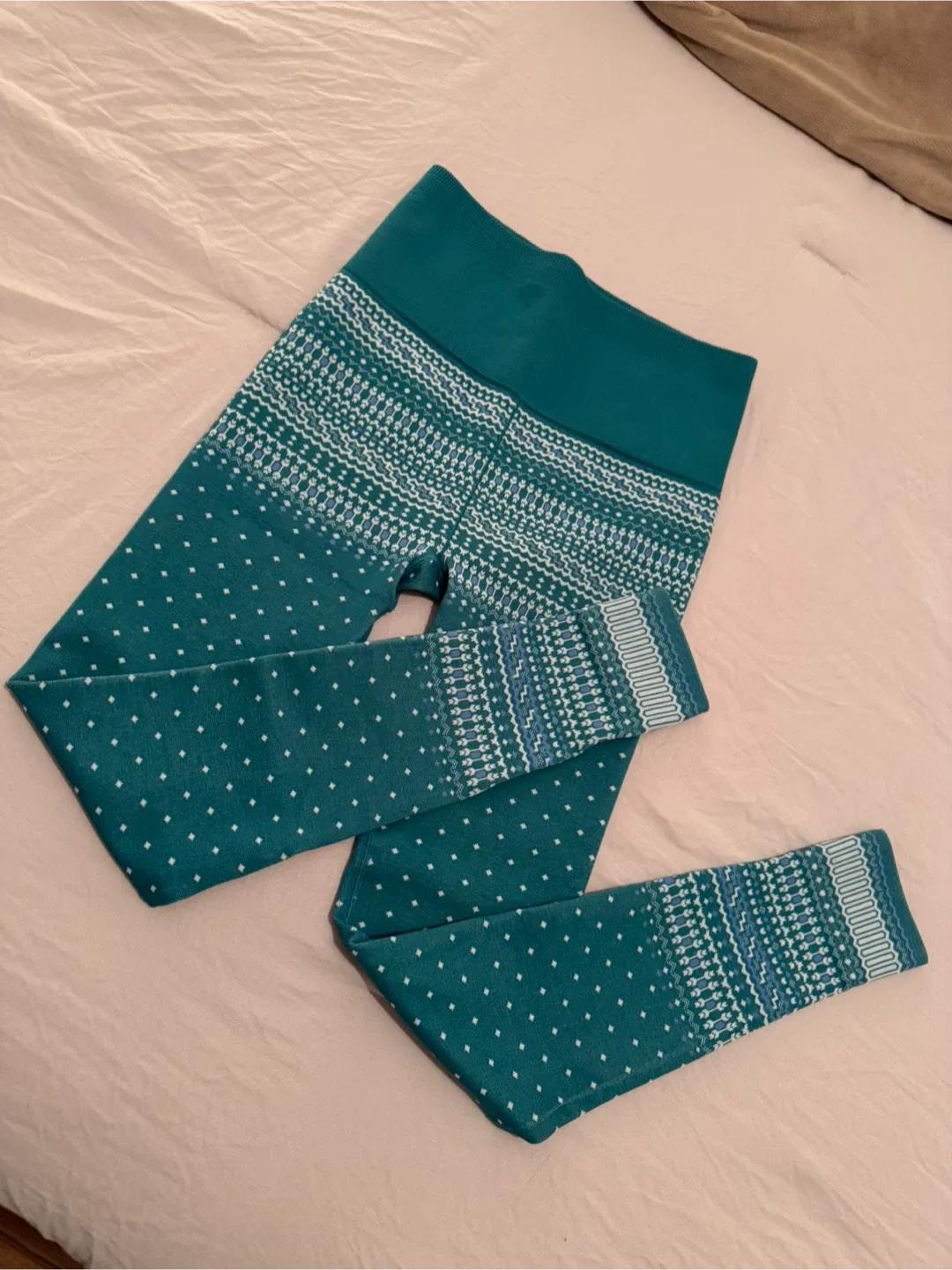 Fabletics Teal Patterned Leggings image indicator(3)