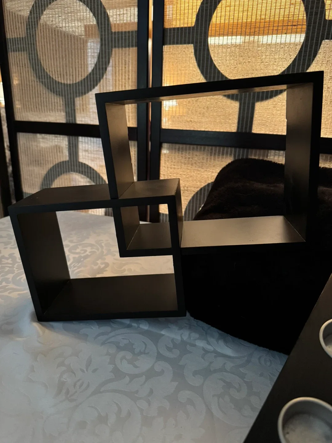 Black Wall Cube Shelf & Tea Light Candle Holder image indicator(2)
