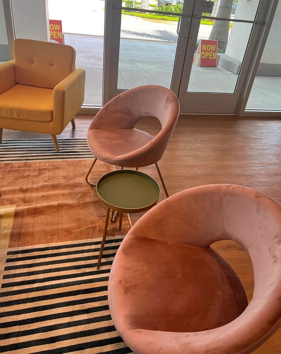 Pink Velvet Chair with Gold Legs