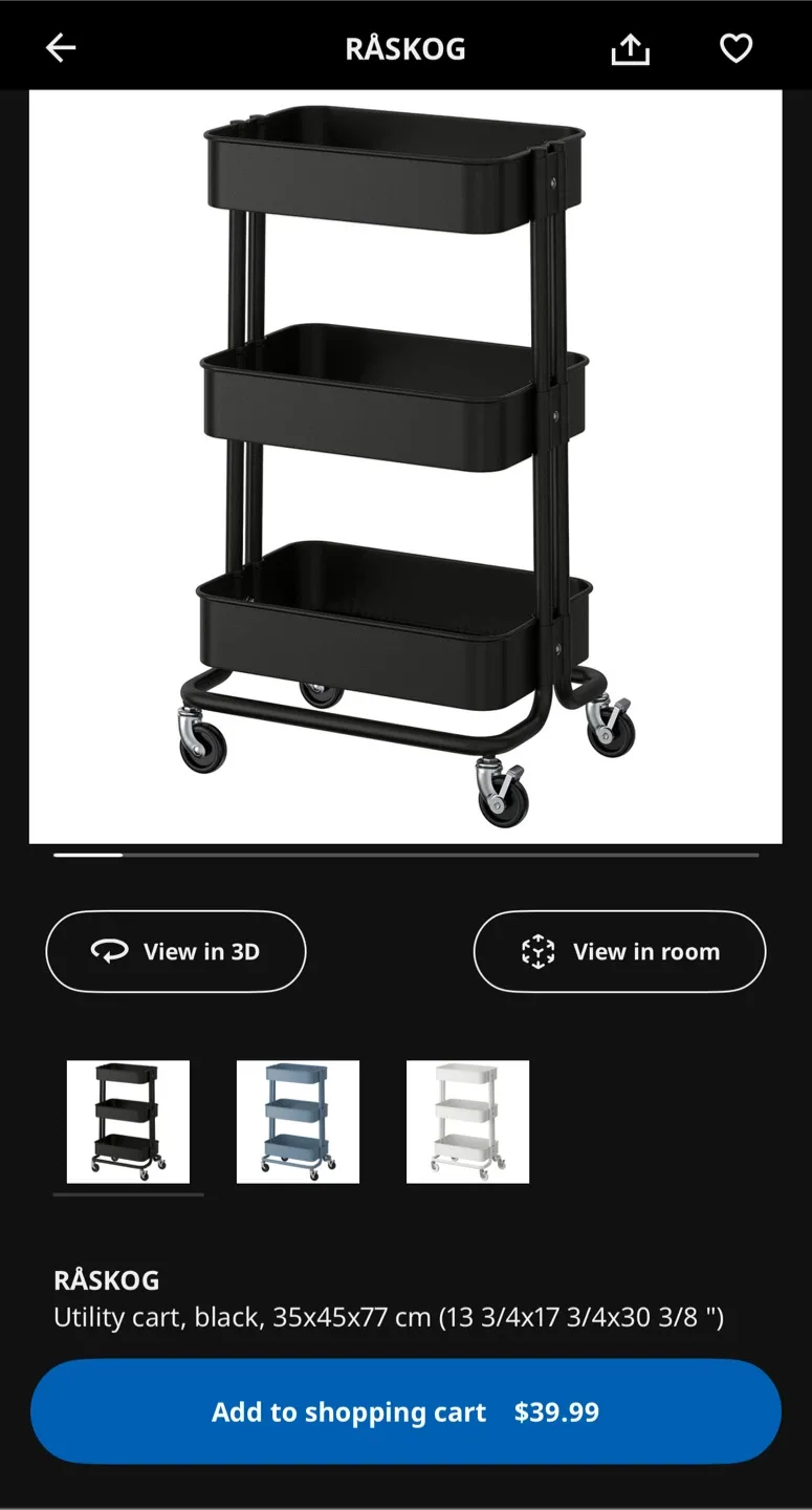 IKEA RÅSKOG Utility Cart - Black image indicator(2)