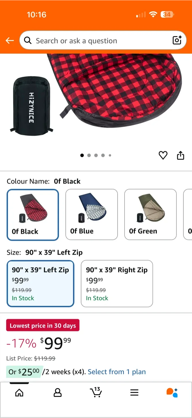 Hizynice Sleeping Bag - 90" x 39" Black image indicator(4)