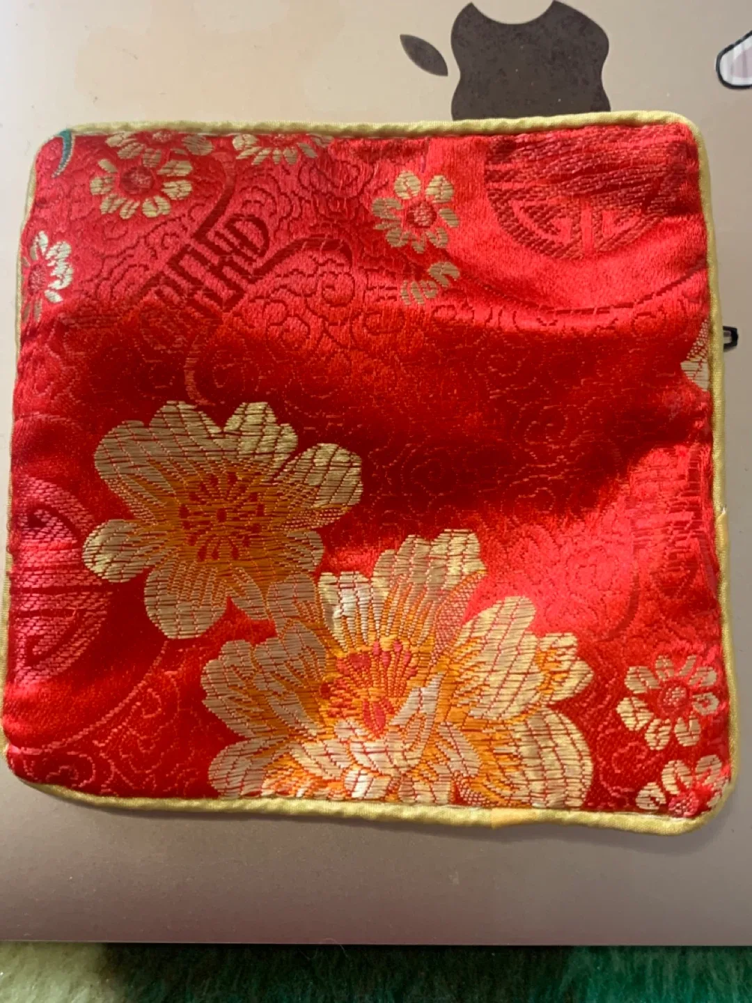 Red Floral Zippered Pouch