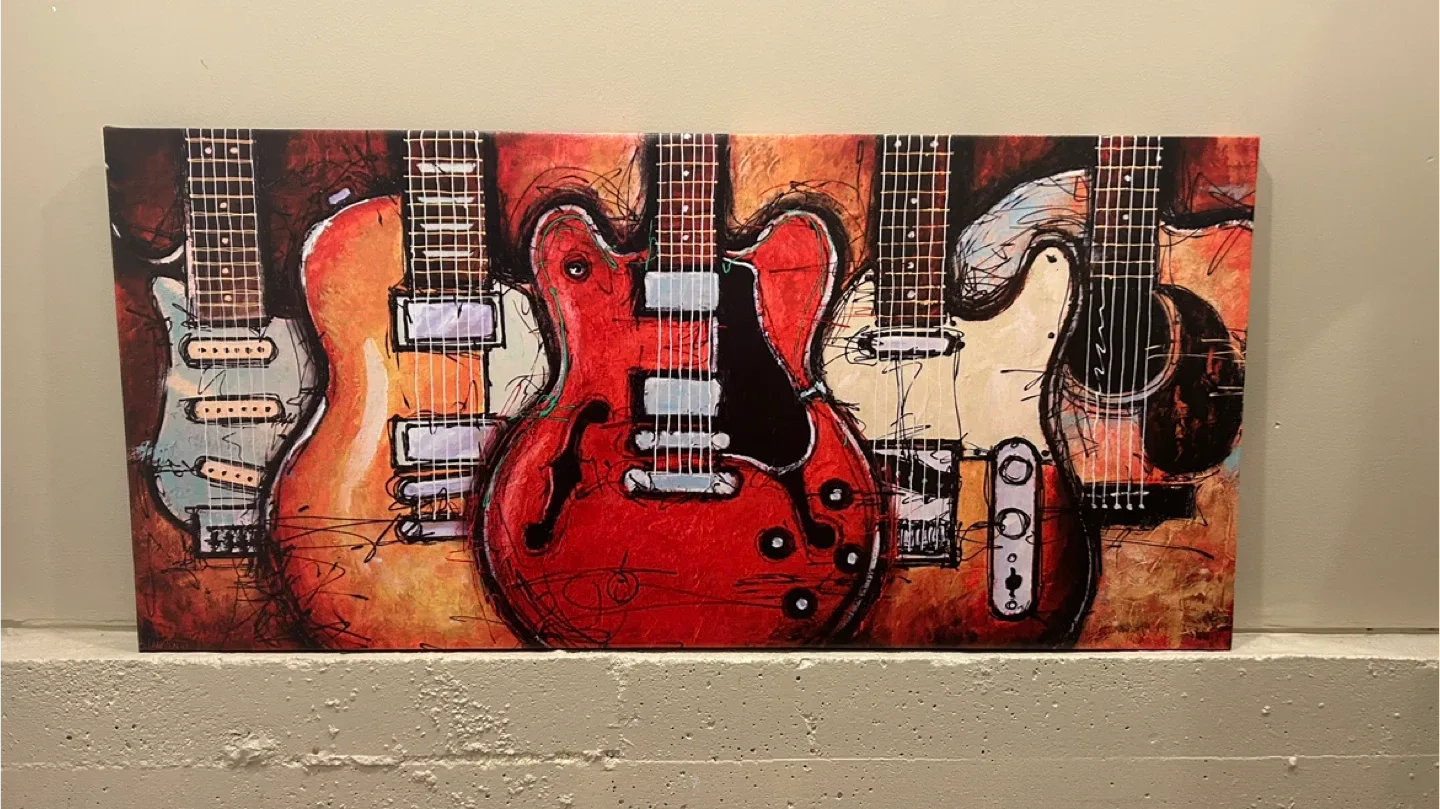 Cool colorful fun Guitar Canvas Wall Art