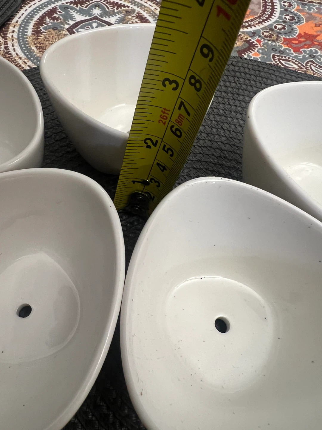 Small White Ceramic Plant Pots with Bamboo Saucers - photo 3